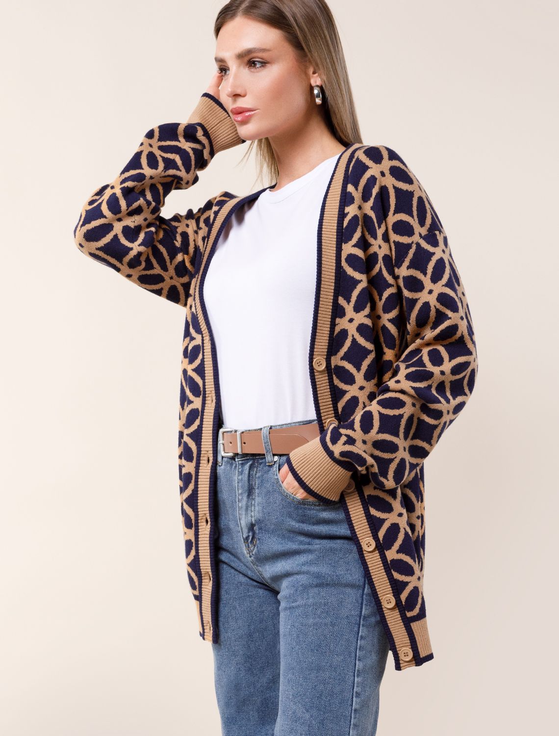 картинка Жакет женский синий-бежевый от магазина Одежда+