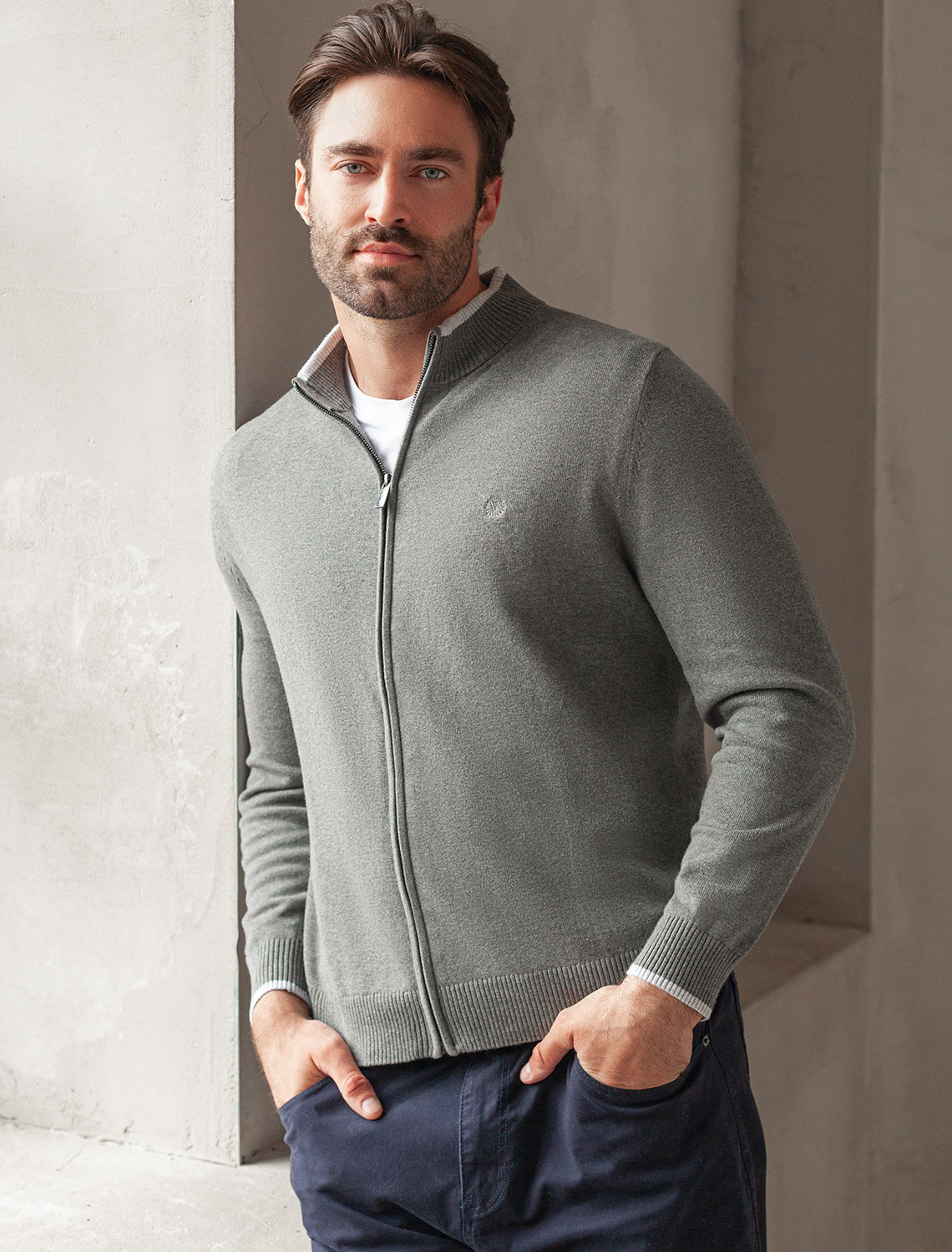 картинка Кардиган мужской серый меланж от магазина Одежда+