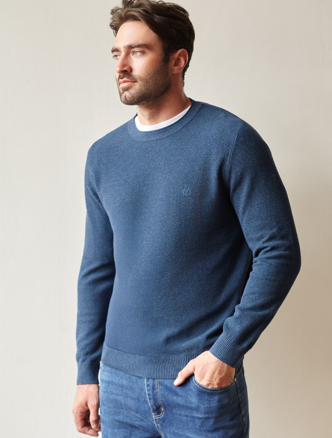 картинка Джемпер мужской светло-синий меланж магазин Одежда+ являющийся официальным дистрибьютором в России 