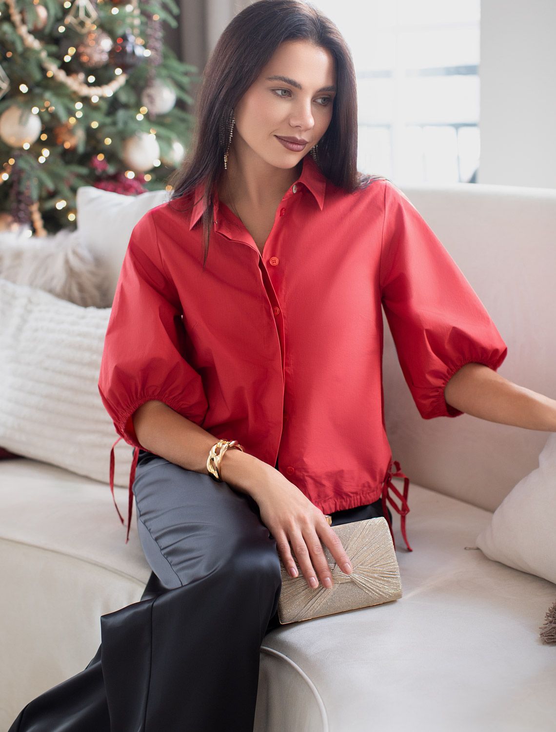 картинка Блузка женская темно-красный магазин Одежда+ являющийся официальным дистрибьютором в России 