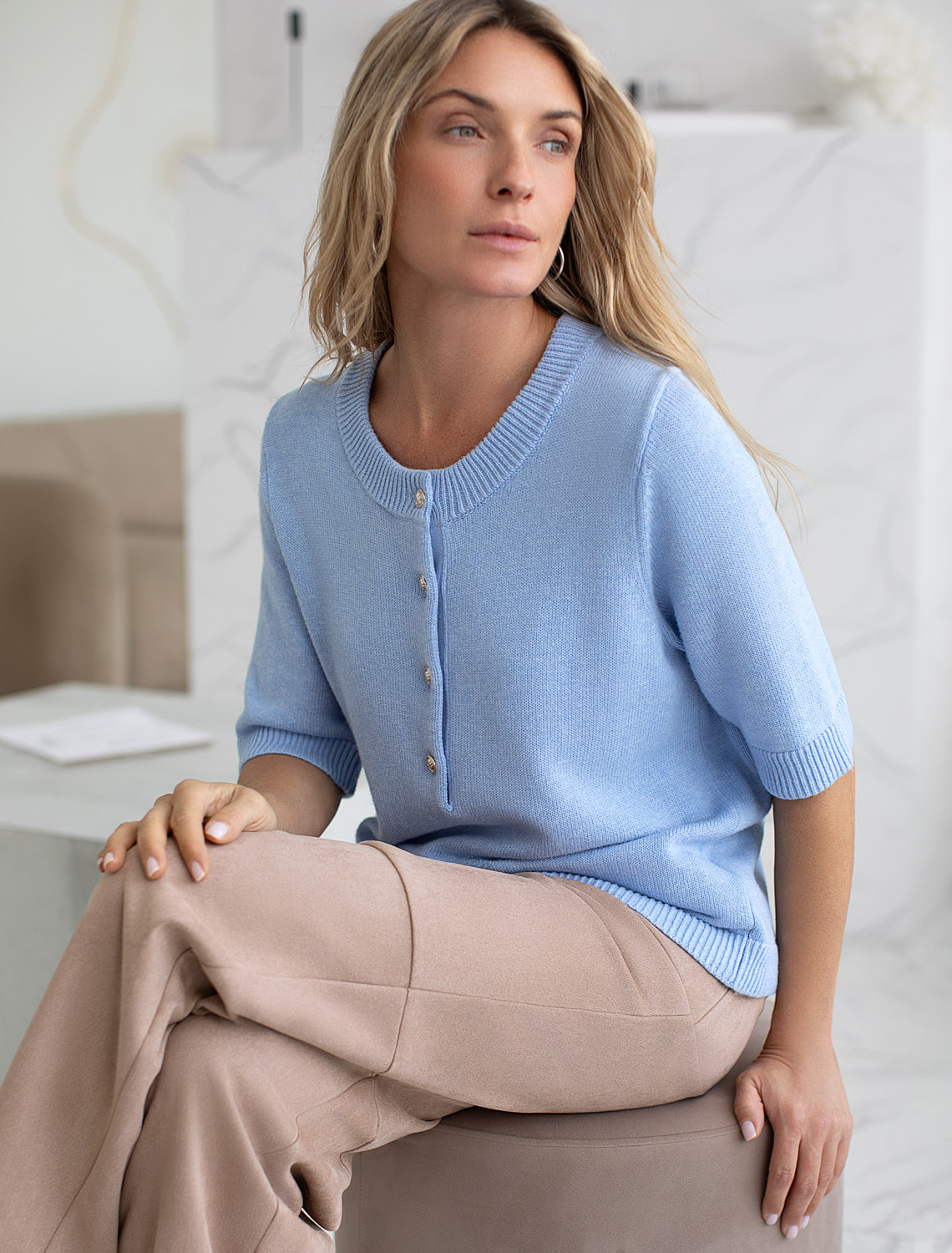 Джемпер женский голубой меланж D39.348 — 3799₽ купить с оплатой после примерки