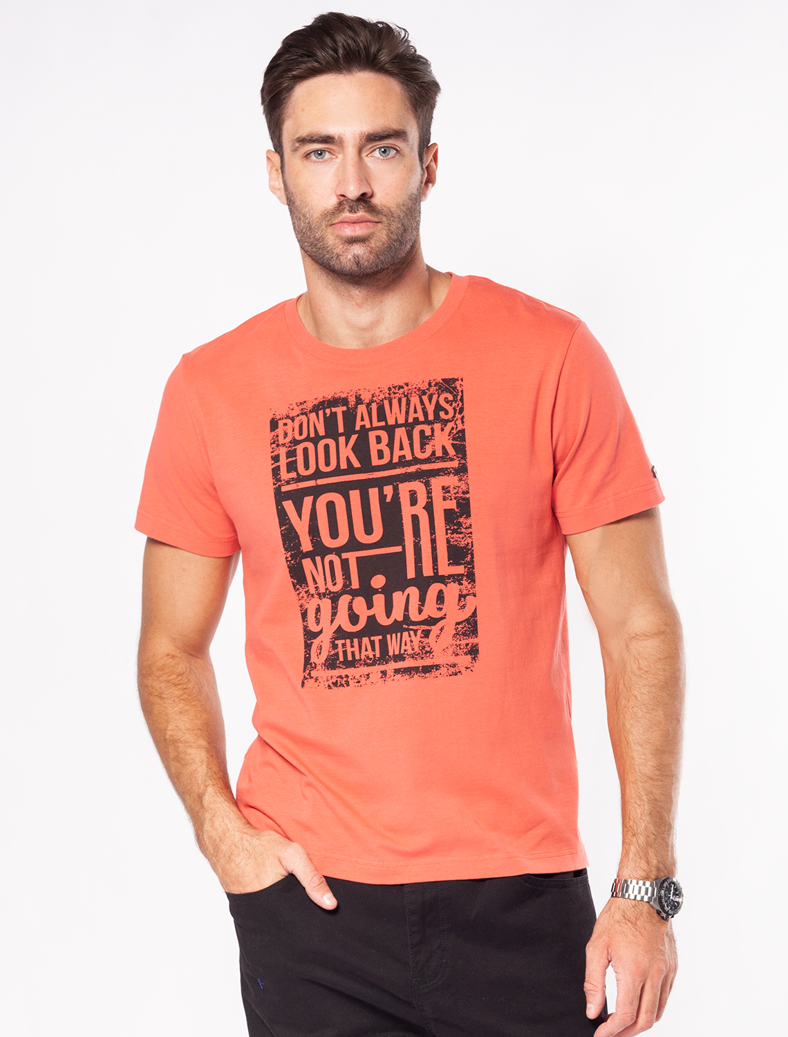 картинка Футболка мужская коралловый_dont_look_back от магазина Одежда+