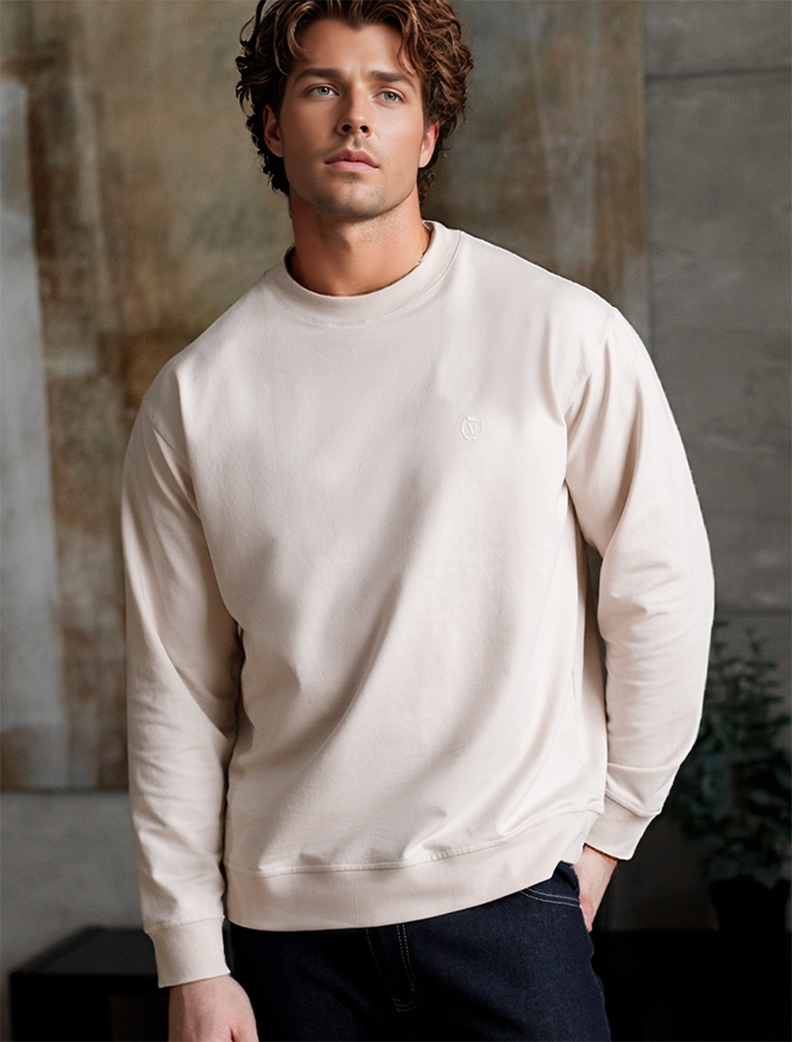 картинка Джемпер мужской бежевый магазин Одежда+ являющийся официальным дистрибьютором в России 