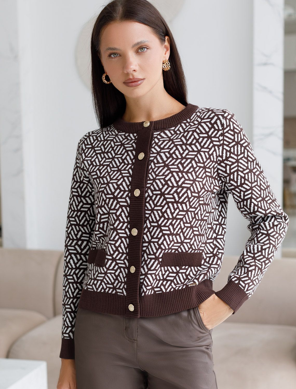 картинка Кардиган женский кофейный магазин Одежда+ являющийся официальным дистрибьютором в России 