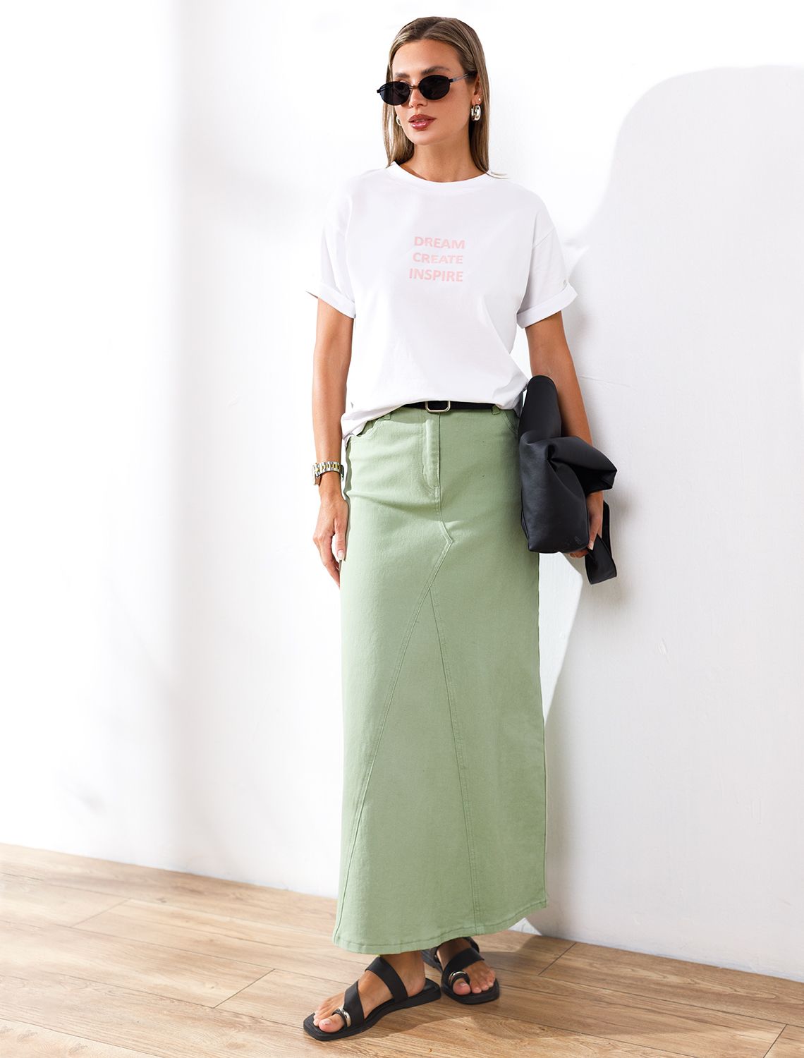 картинка Юбка женская светло-оливковый магазин Одежда+ являющийся официальным дистрибьютором в России 