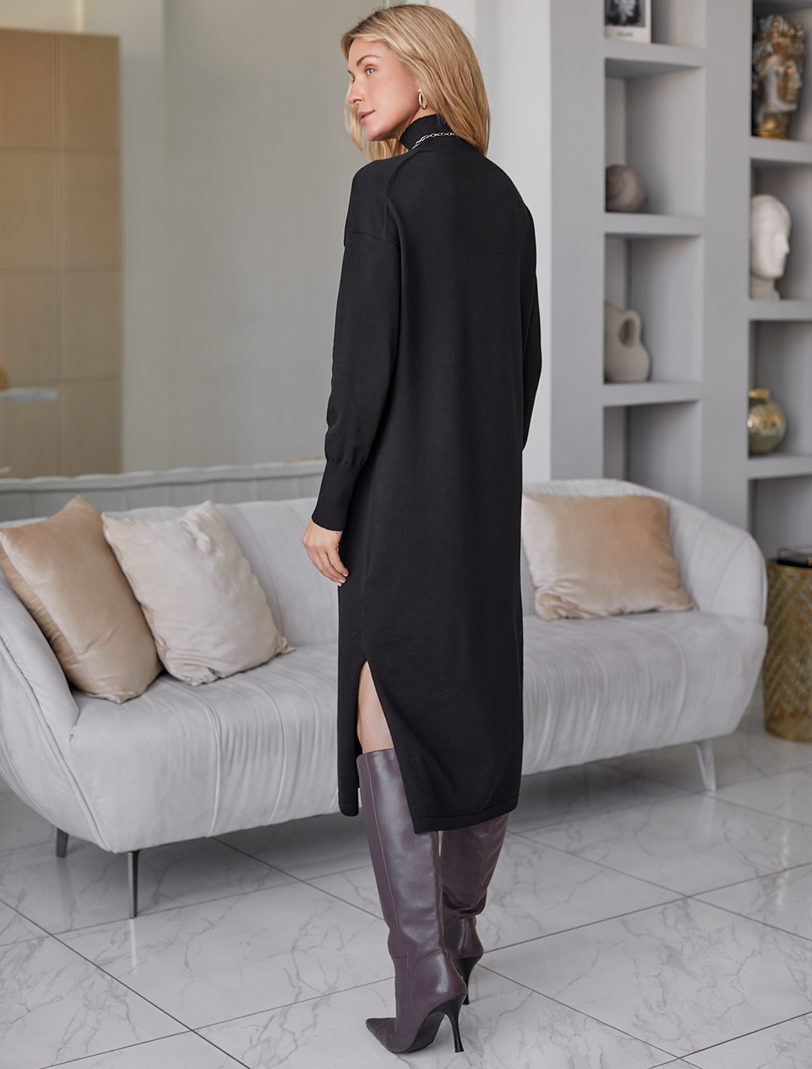 картинка Платье вязаное женское черный от магазина Одежда+