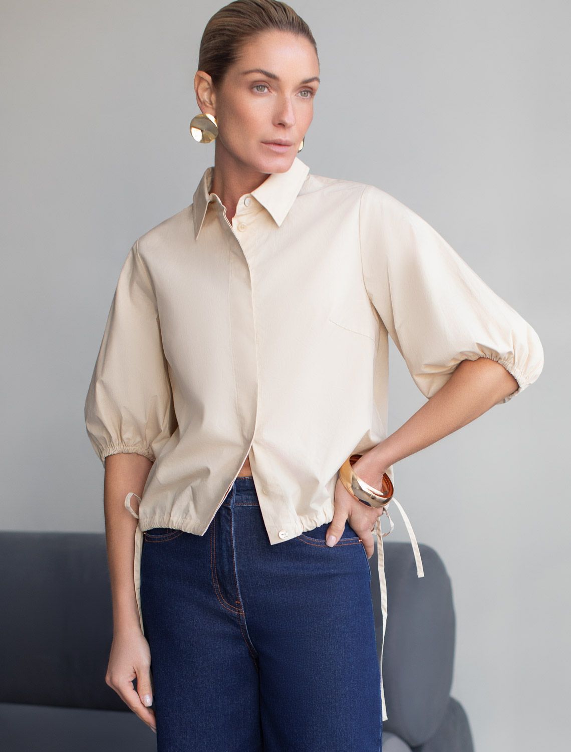 Блузка из легкого хлопкового поплина