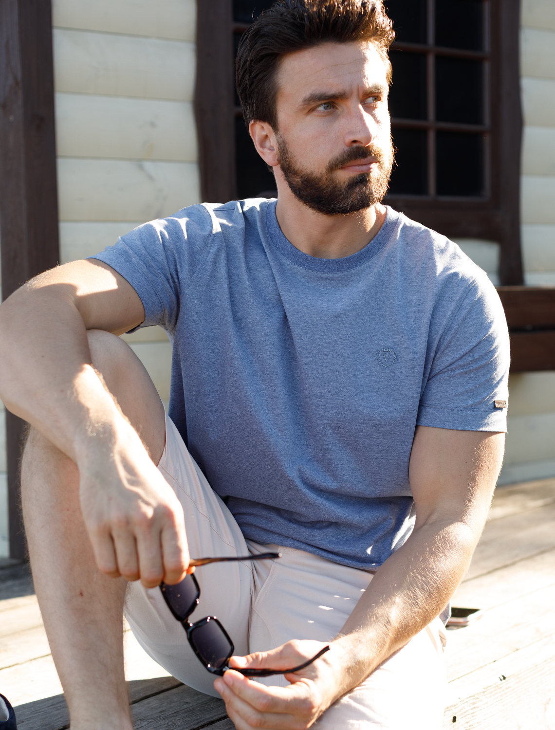 картинка Футболка мужская св.синий меланж магазин Одежда+ являющийся официальным дистрибьютором в России 