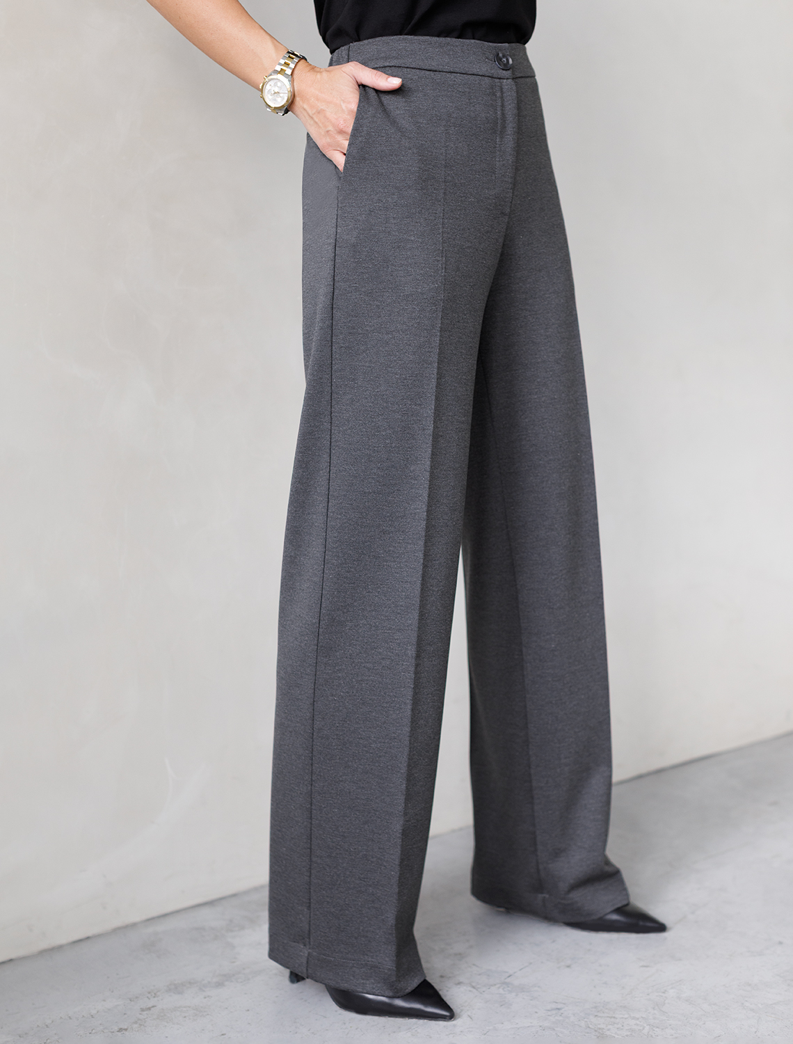 картинка Брюки женские серый меланж магазин Одежда+ являющийся официальным дистрибьютором в России 