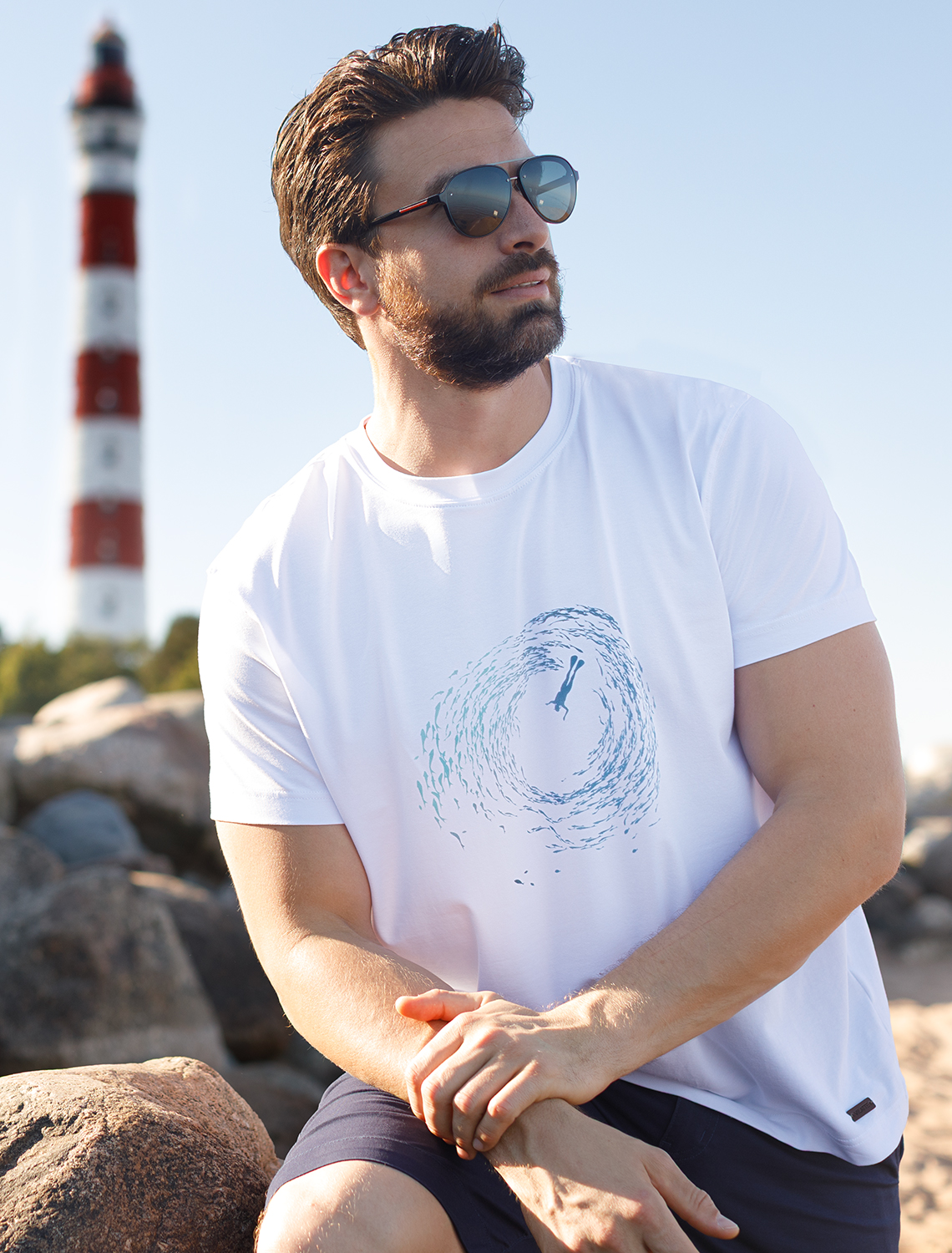 картинка Футболка мужская белый_ocean от магазина Одежда+