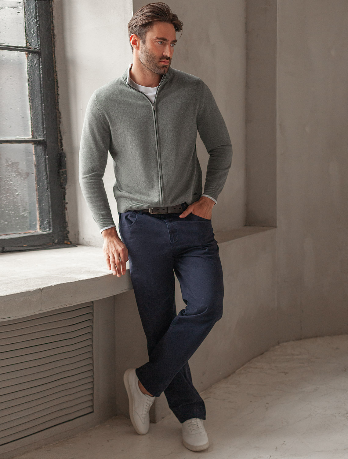 картинка Кардиган мужской серый меланж от магазина Одежда+