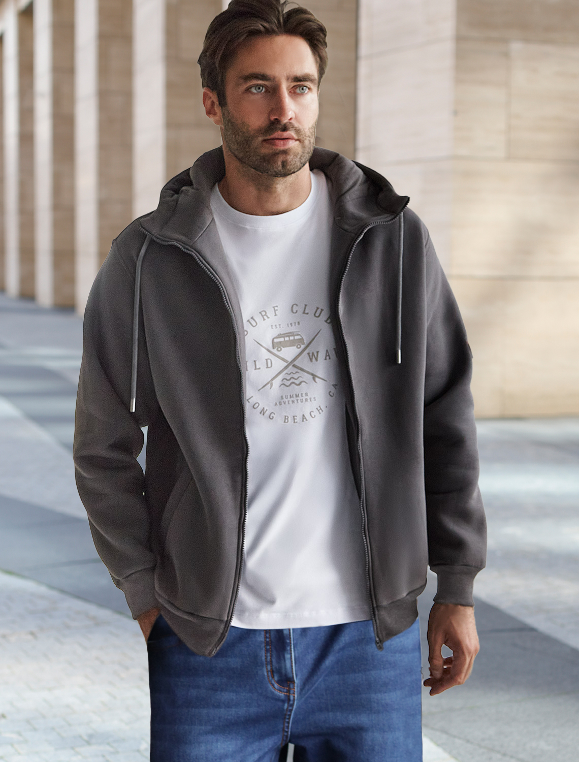 картинка Джемпер мужской серый магазин Одежда+ являющийся официальным дистрибьютором в России 