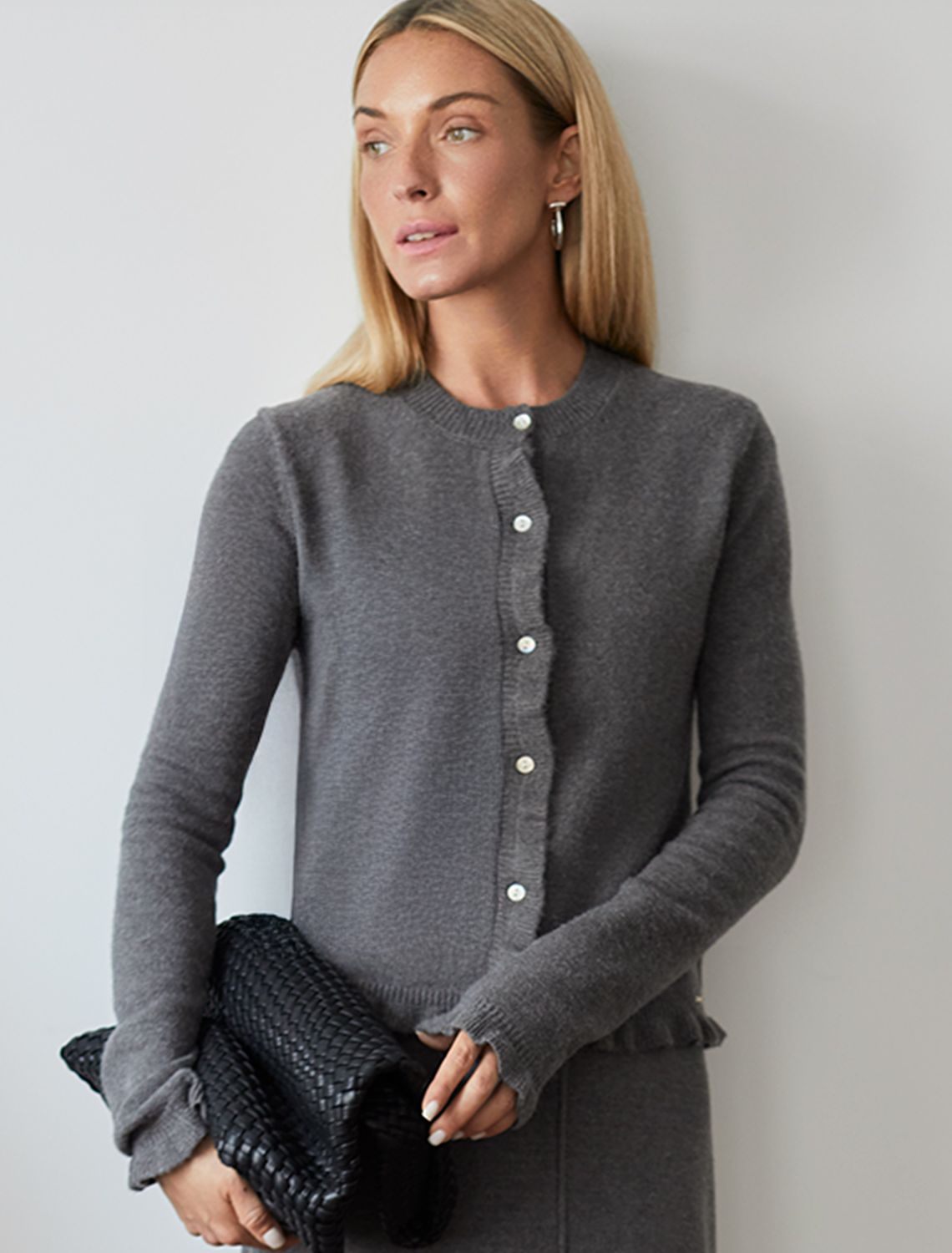 картинка Кардиган женский темно-серый меланж магазин Одежда+ являющийся официальным дистрибьютором в России 