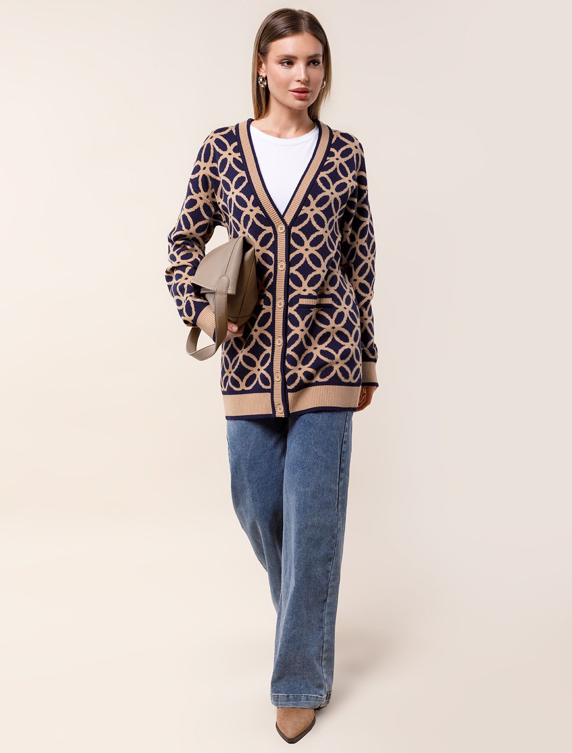 картинка Жакет женский синий-бежевый от магазина Одежда+