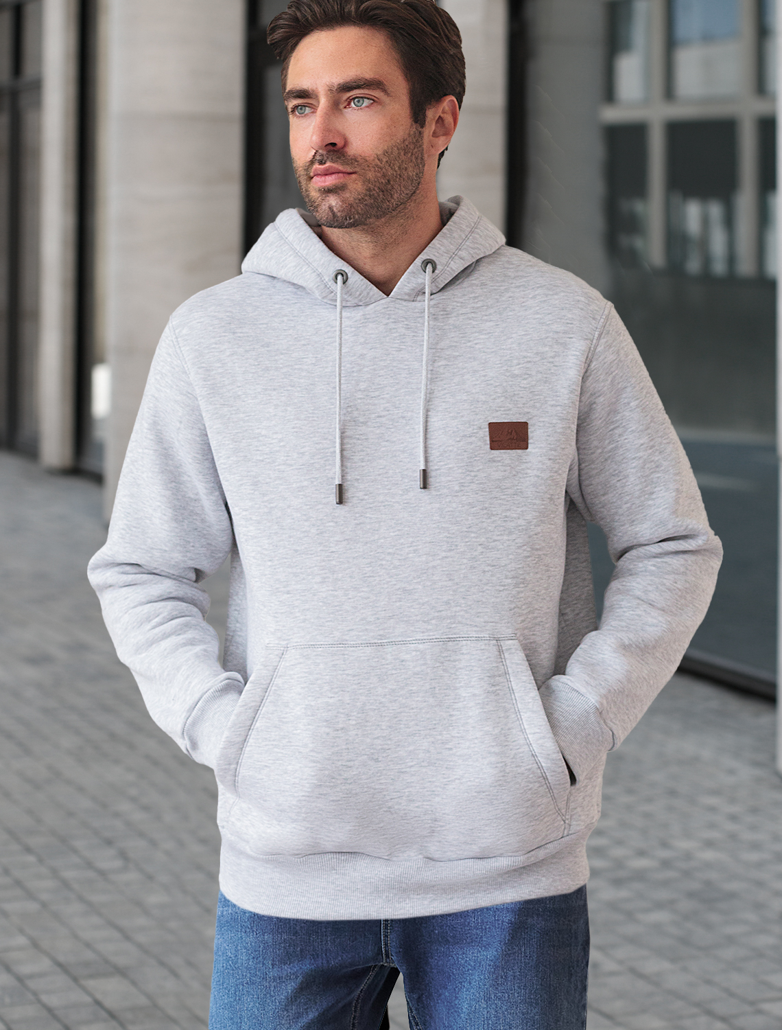 картинка Джемпер мужской св.серый меланж магазин Одежда+ являющийся официальным дистрибьютором в России 