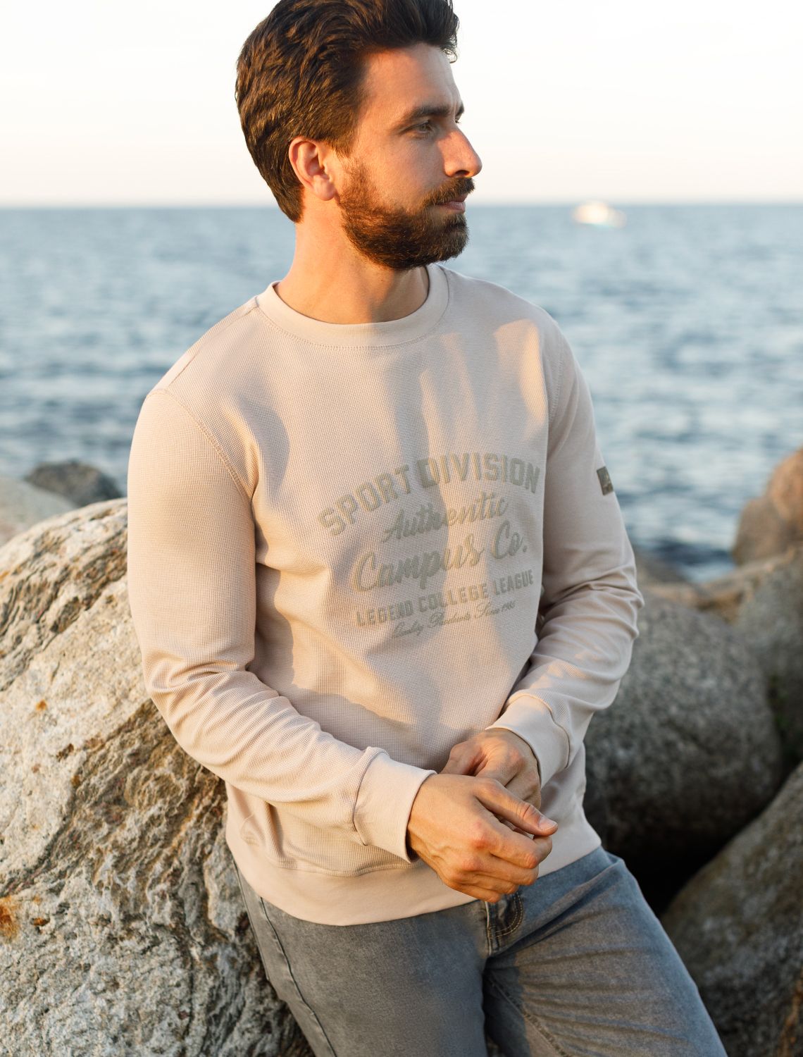 картинка Джемпер мужской бежевый магазин Одежда+ являющийся официальным дистрибьютором в России 