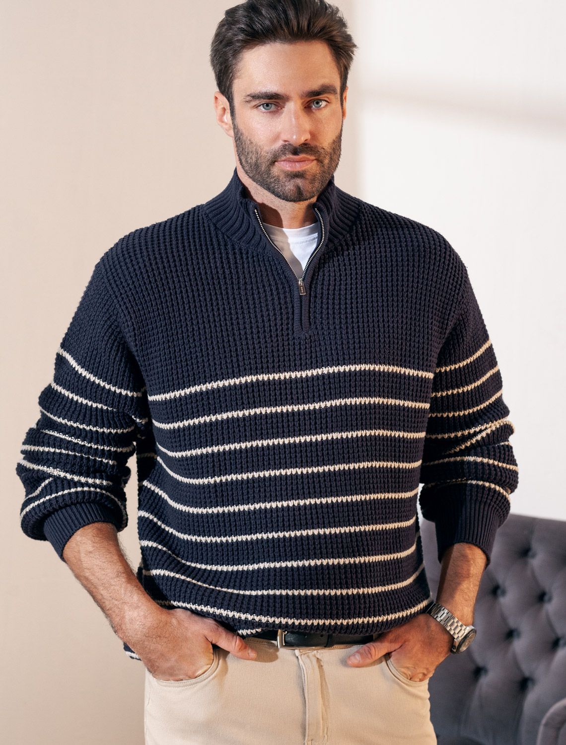 картинка Джемпер мужской темно-синий магазин Одежда+ являющийся официальным дистрибьютором в России 