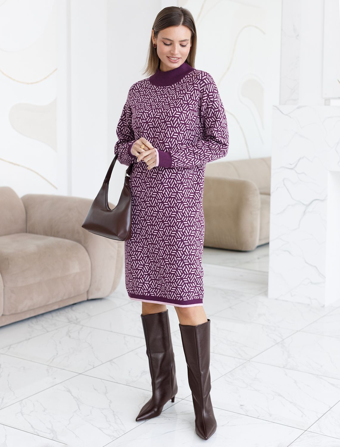 картинка Платье вязаное женское пурпурный от магазина Одежда+
