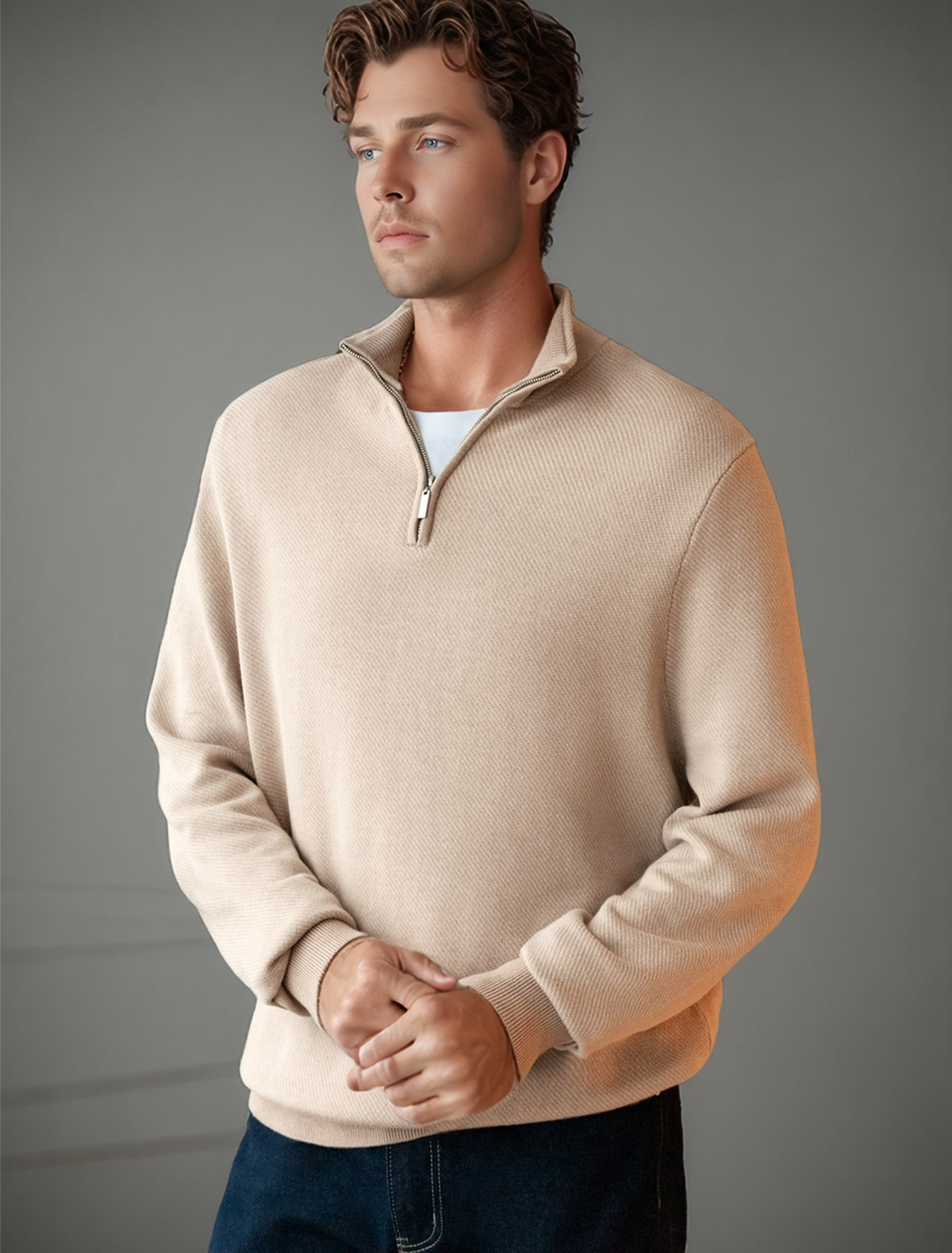 картинка Джемпер мужской бежевый магазин Одежда+ являющийся официальным дистрибьютором в России 