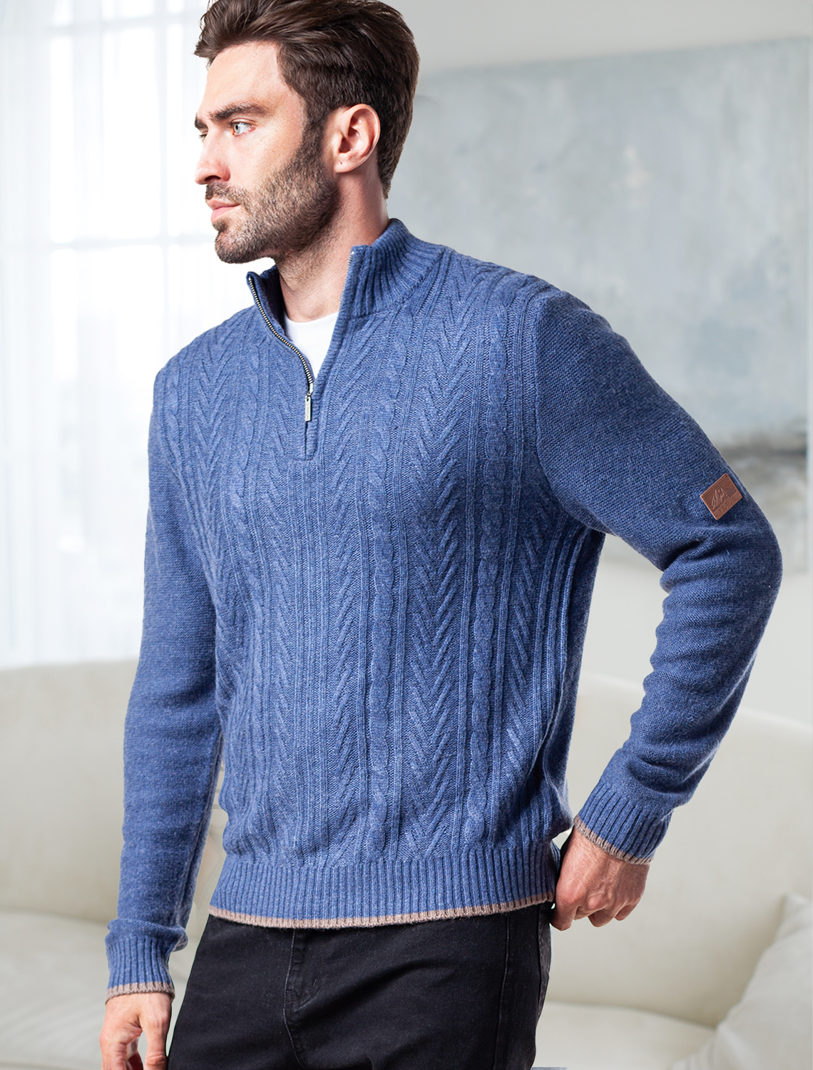 картинка Джемпер мужской синий магазин Одежда+ являющийся официальным дистрибьютором в России 