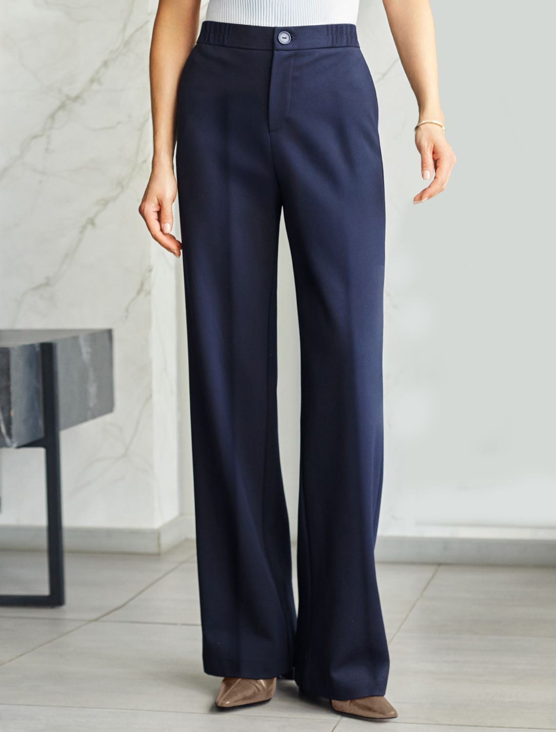 картинка Брюки женские темно-синий магазин Одежда+ являющийся официальным дистрибьютором в России 