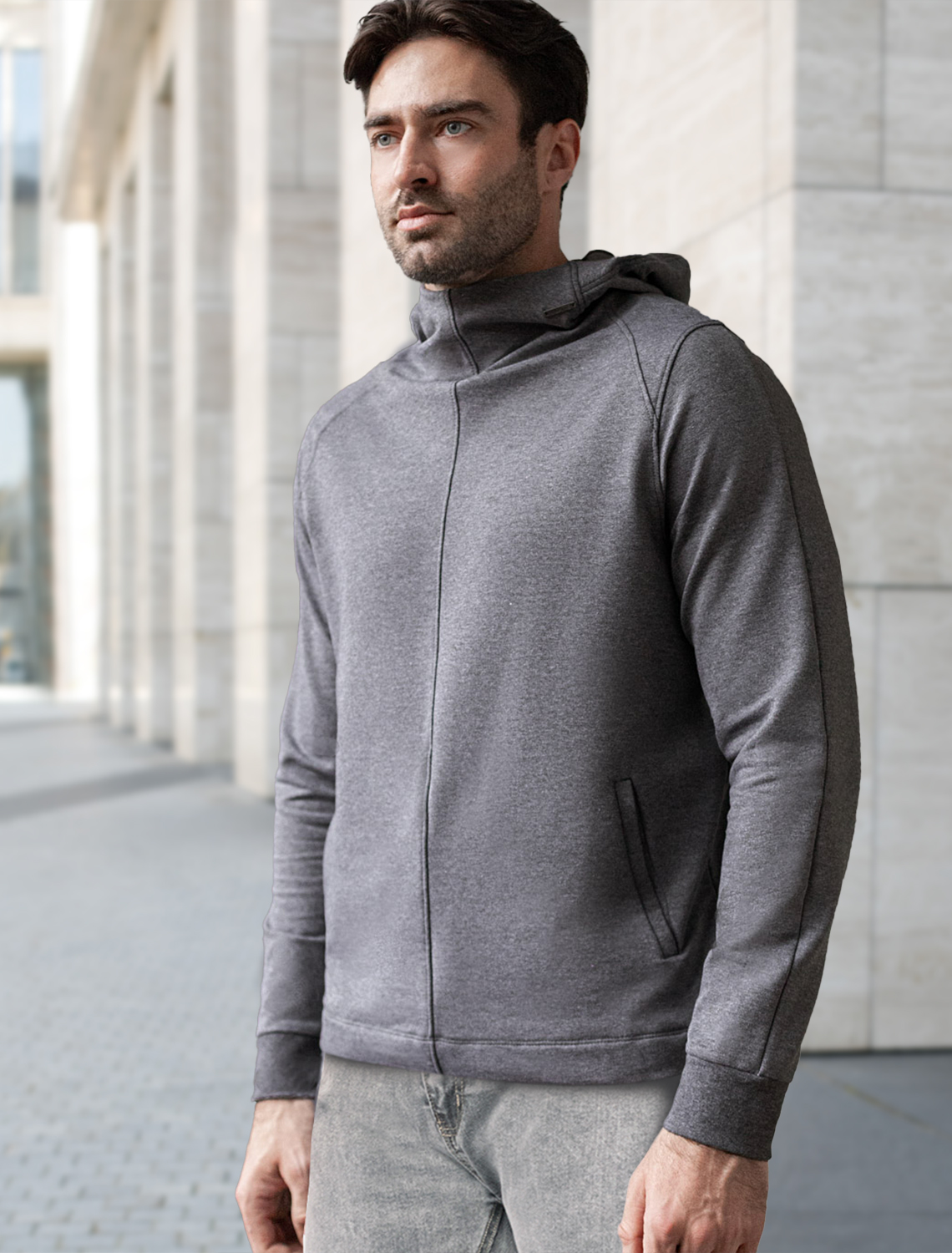 картинка Джемпер мужской серый меланж магазин Одежда+ являющийся официальным дистрибьютором в России 