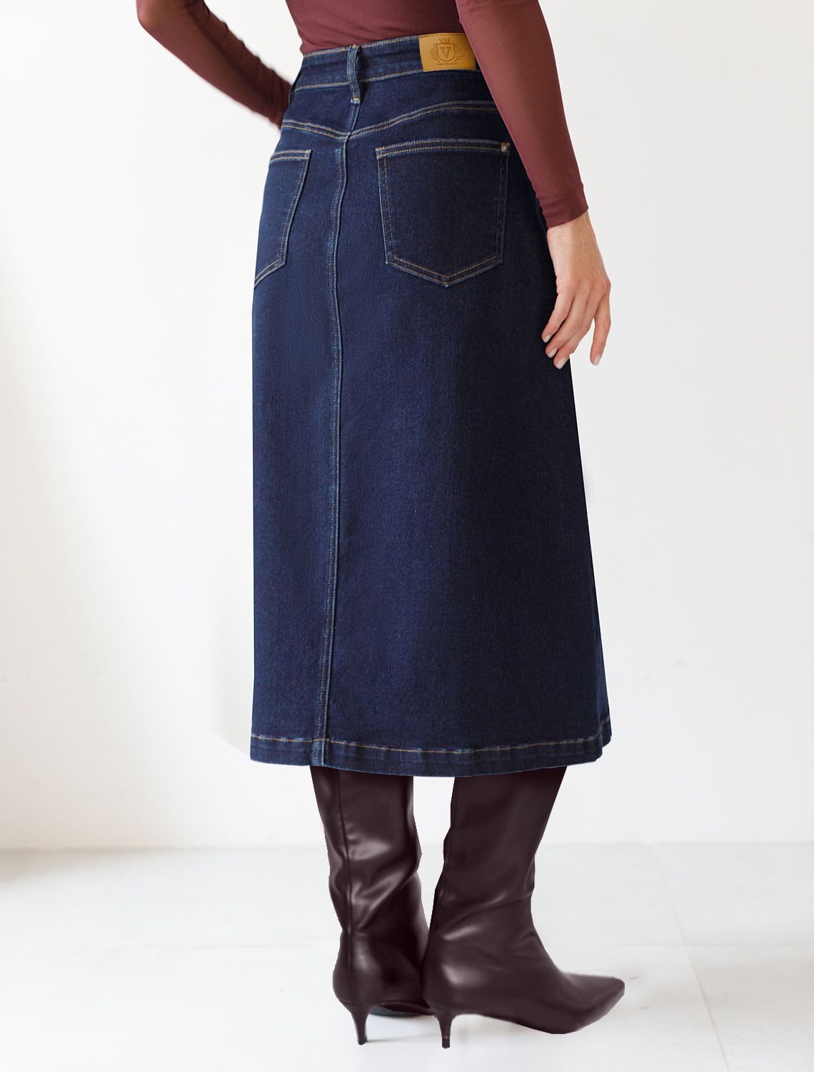 картинка Юбка женская темно-синий магазин Одежда+ являющийся официальным дистрибьютором в России 