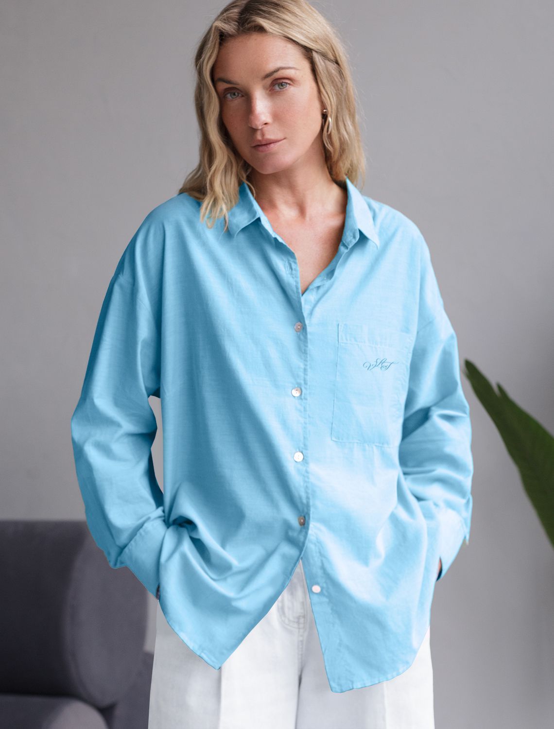 картинка Блузка женская лазурно-голубой магазин Одежда+ являющийся официальным дистрибьютором в России 