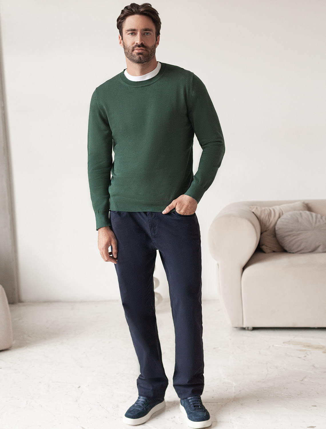 картинка Джемпер мужской дымчатый зеленый от магазина Одежда+