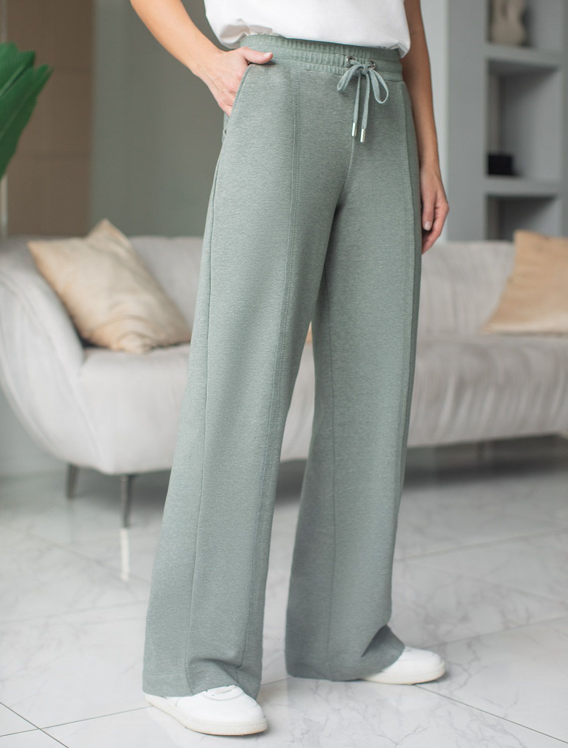 картинка Брюки женские оливковый меланж магазин Одежда+ являющийся официальным дистрибьютором в России 