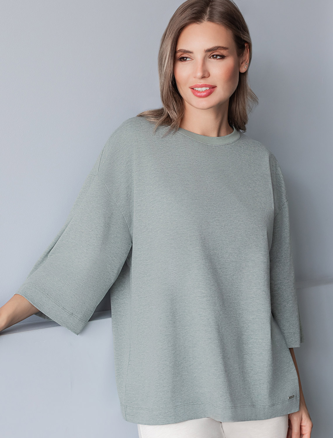 картинка Футболка женская оливковый меланж магазин Одежда+ являющийся официальным дистрибьютором в России 