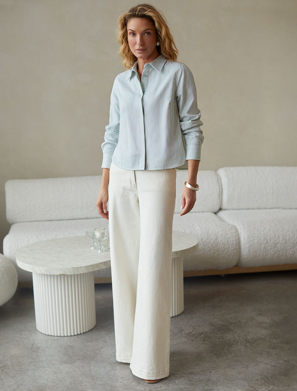 картинка Блузка женская белый-фисташковый от магазина Одежда+