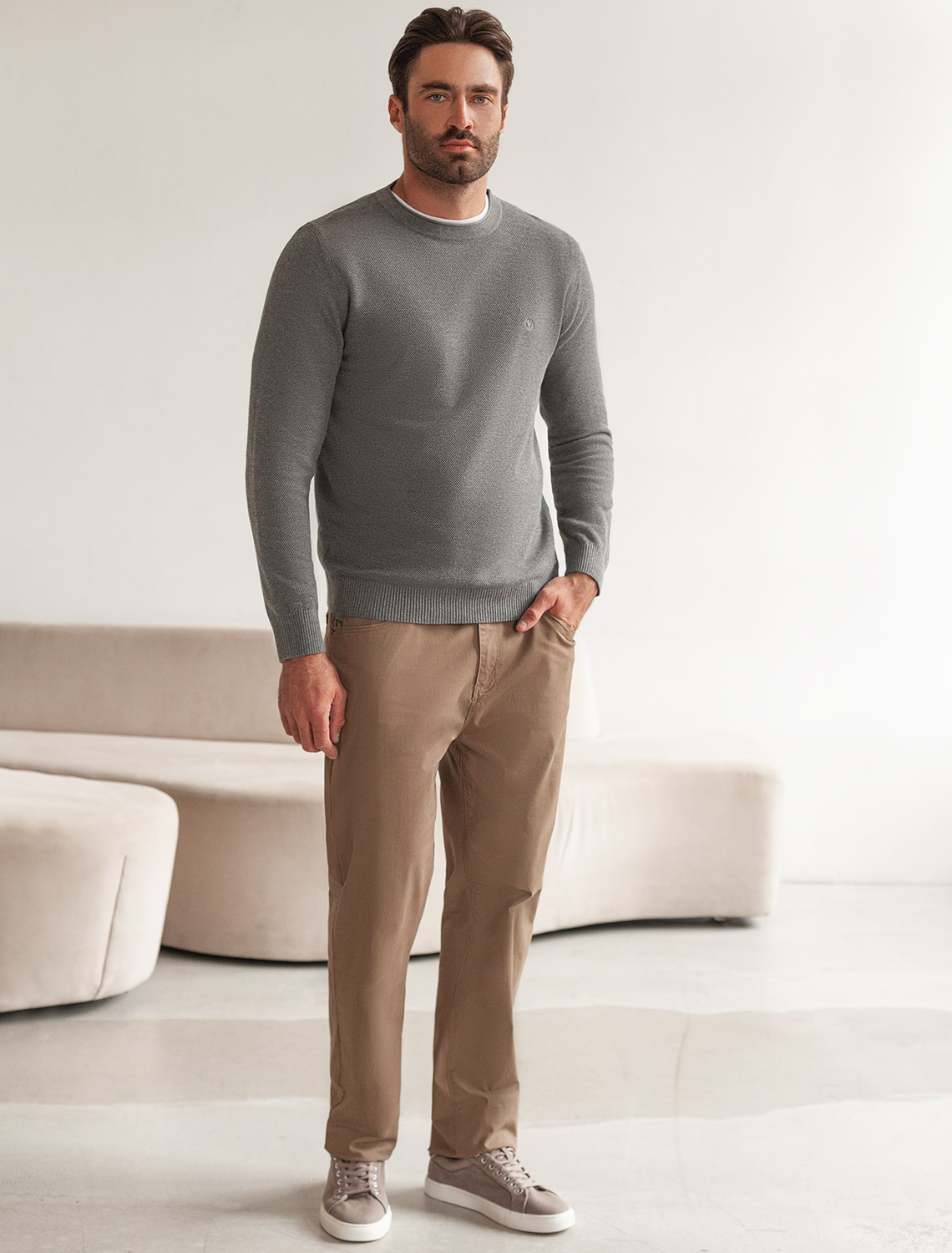 картинка Джемпер мужской серый меланж от магазина Одежда+