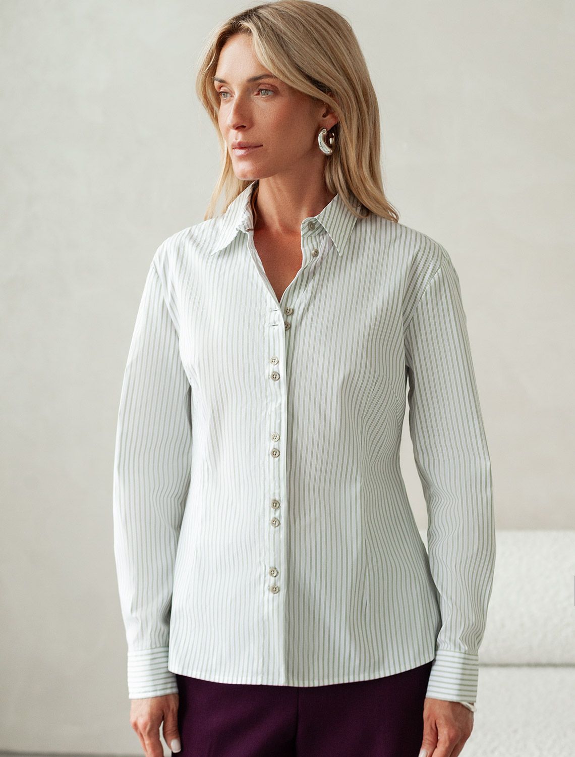 картинка Блузка женская белый-зеленый-голубой от магазина Одежда+