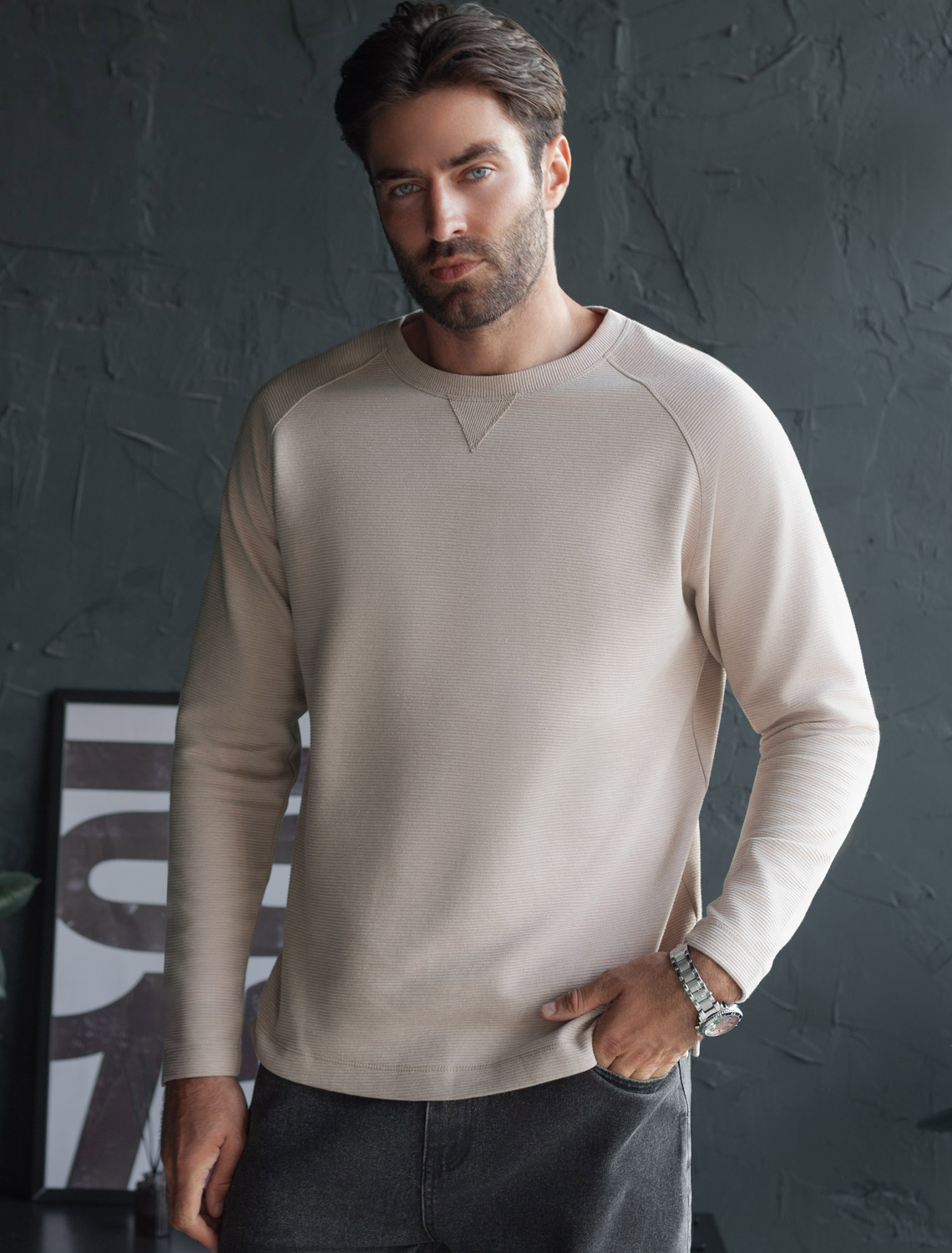 картинка Джемпер мужской св.кофейный меланж магазин Одежда+ являющийся официальным дистрибьютором в России 