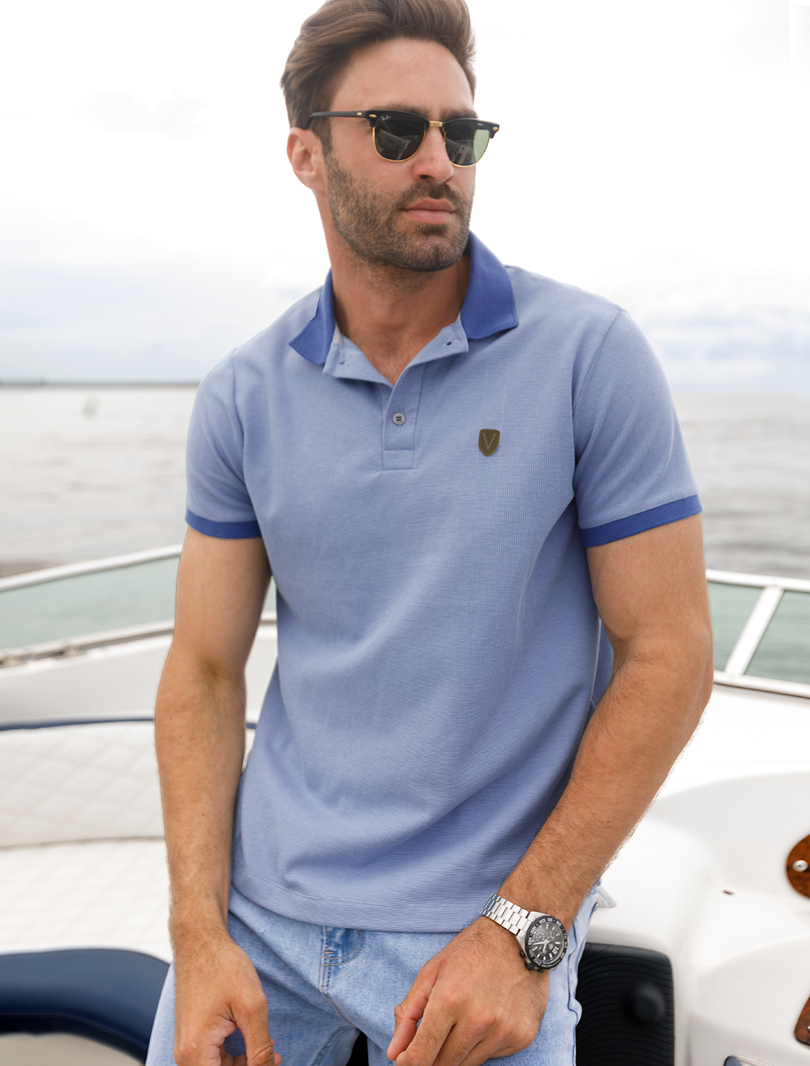 картинка Футболка мужская темно-голубой магазин Одежда+ являющийся официальным дистрибьютором в России 