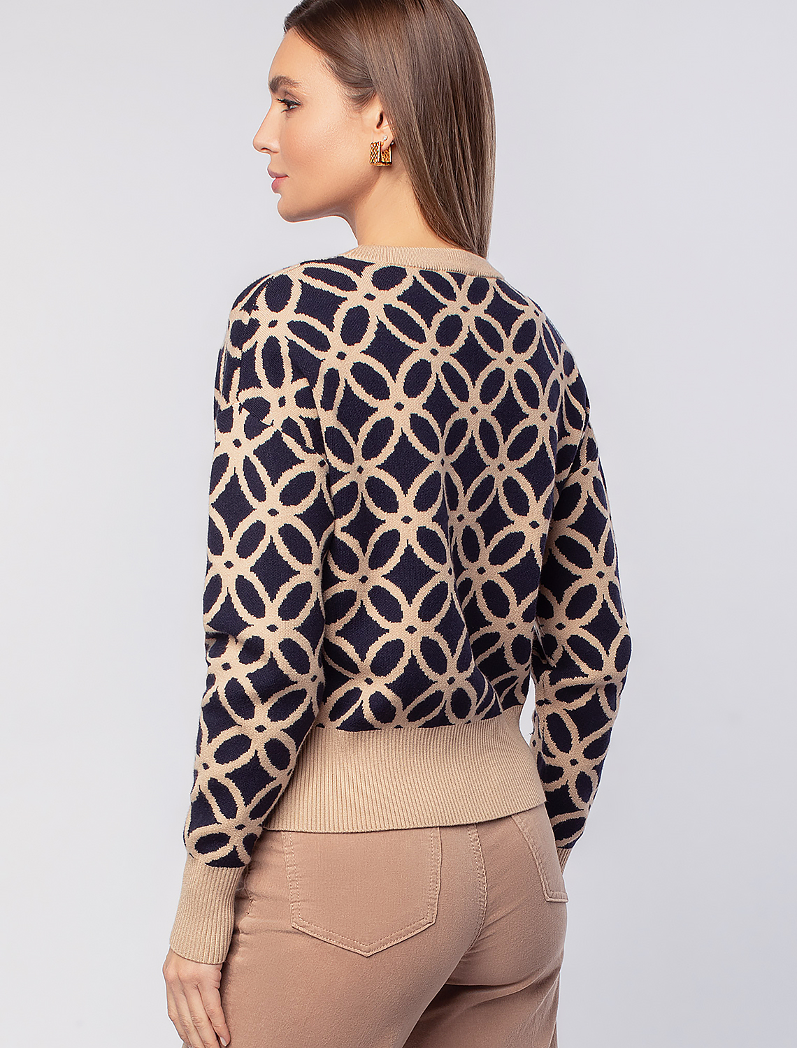 картинка Джемпер женский синий-бежевый от магазина Одежда+