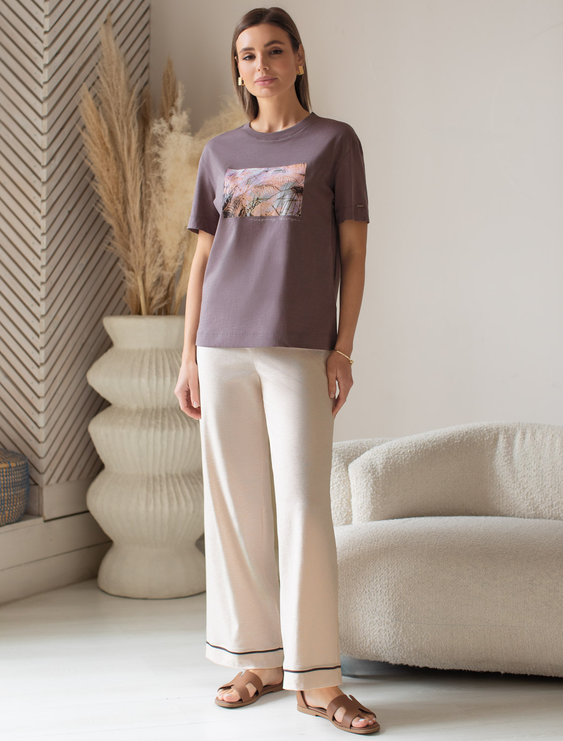 картинка Брюки женские бежевый меланж от магазина Одежда+