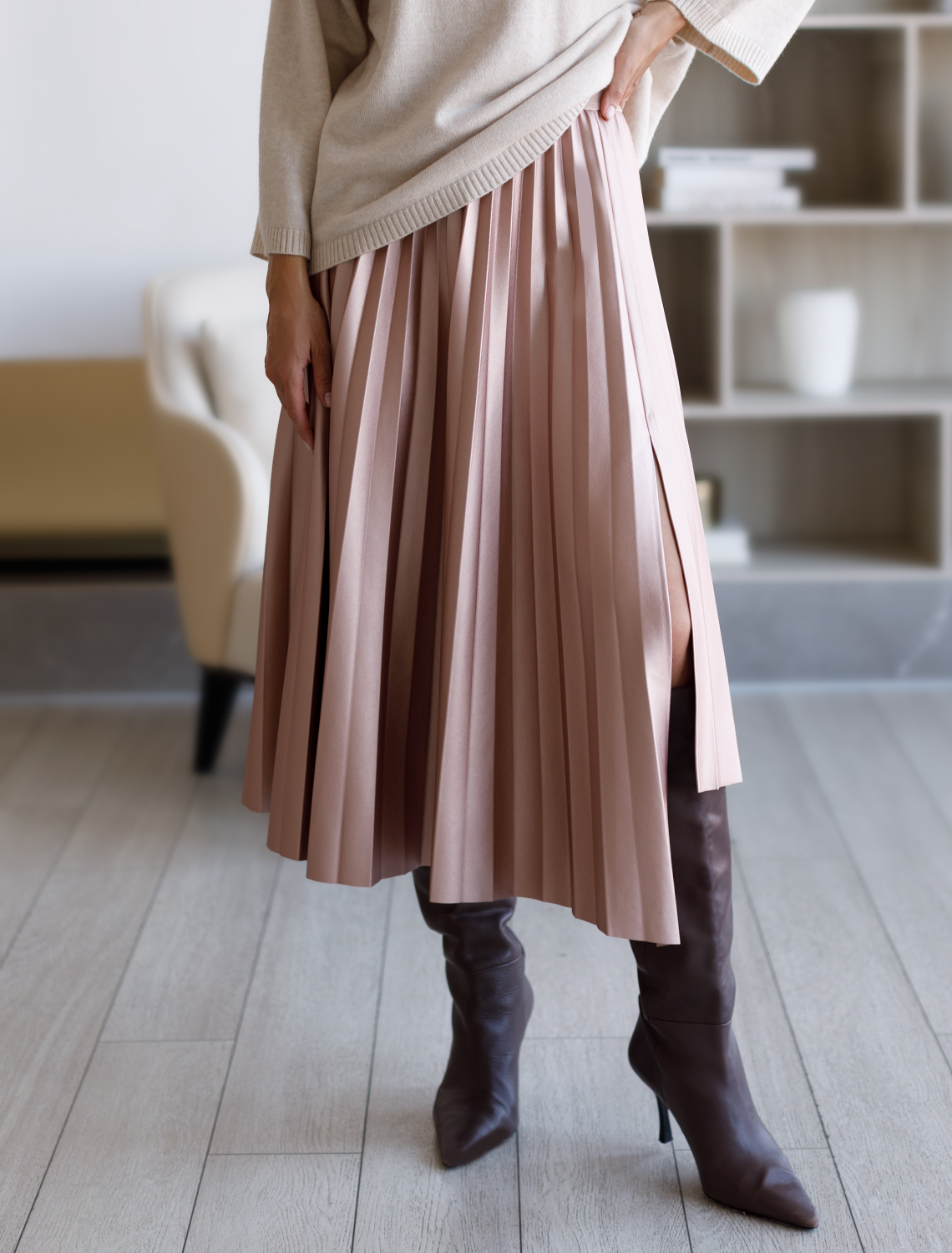 картинка Юбка женская пудровый металлик магазин Одежда+ являющийся официальным дистрибьютором в России 