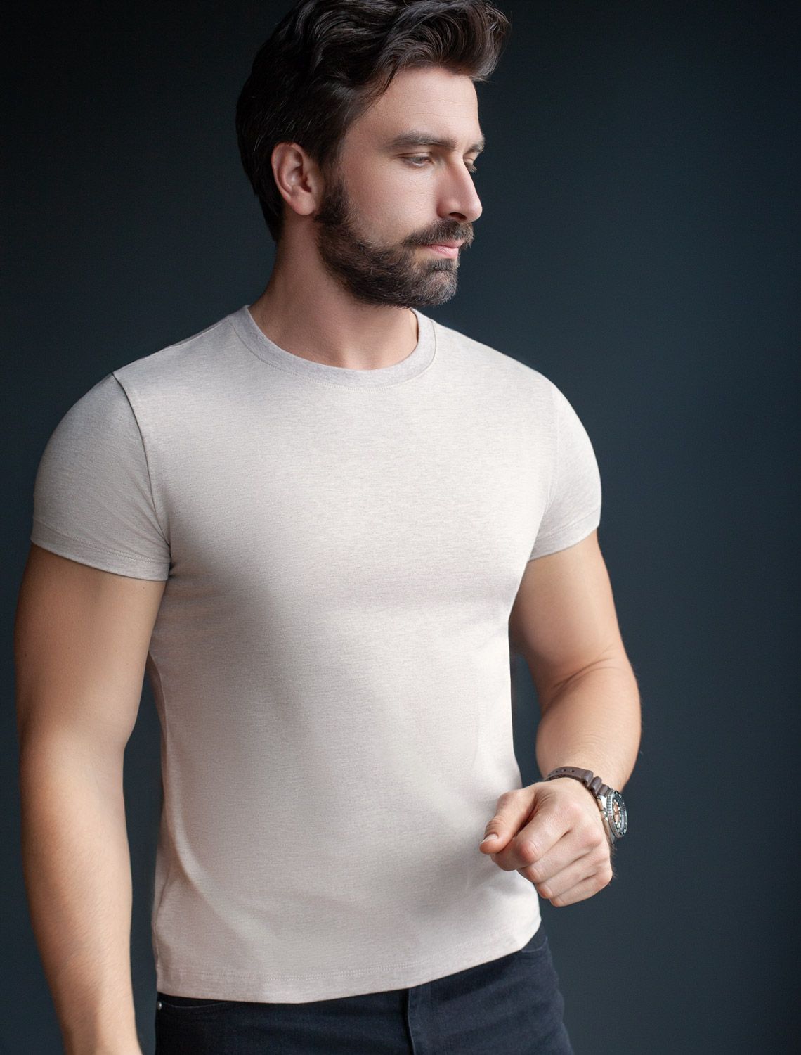 картинка Футболка мужская кофе меланж магазин Одежда+ являющийся официальным дистрибьютором в России 