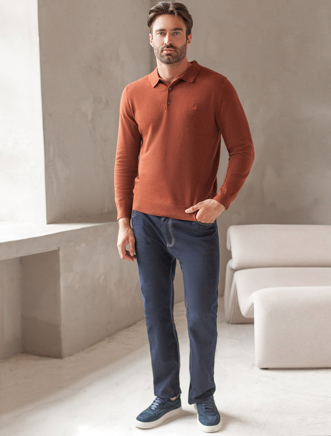 картинка Джемпер мужской терракотовый меланж от магазина Одежда+