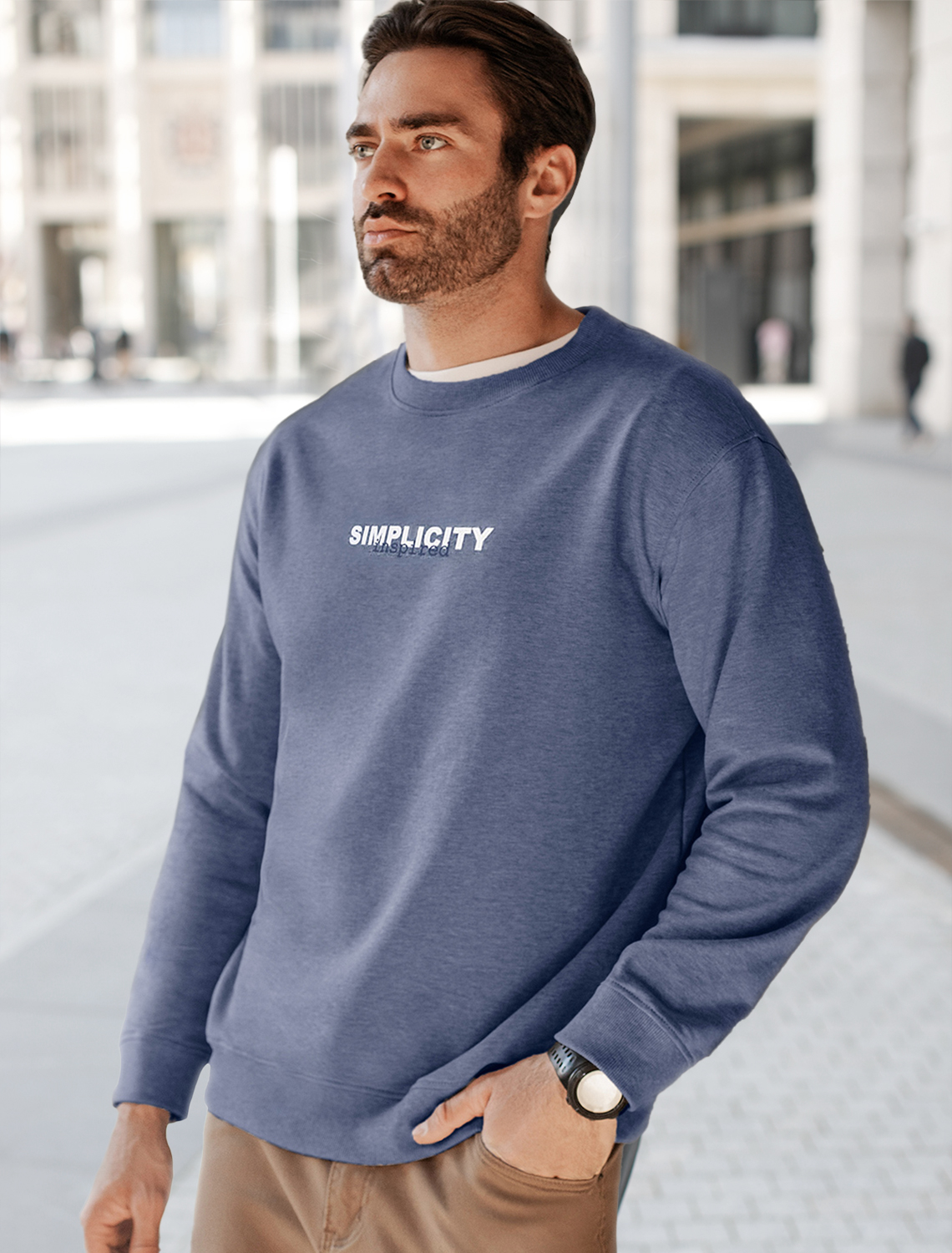 картинка Джемпер мужской синий меланж магазин Одежда+ являющийся официальным дистрибьютором в России 