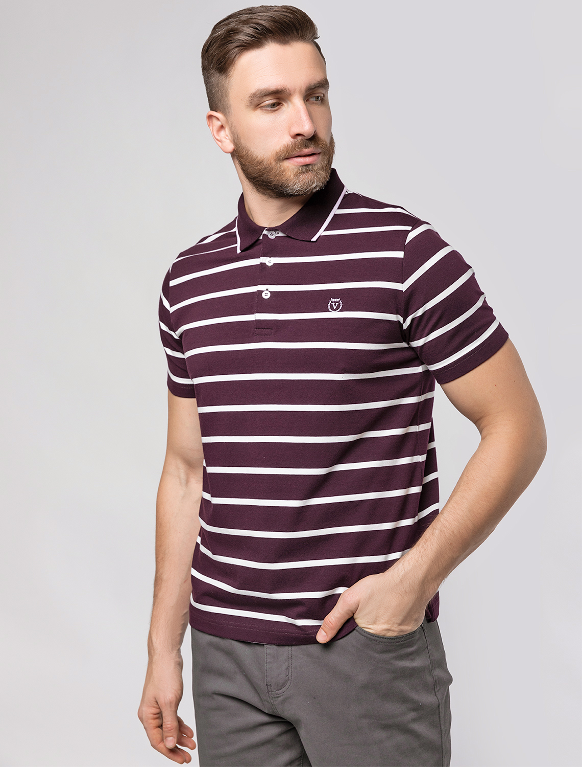 картинка Футболка-Поло мужская бургунди-белый от магазина Одежда+