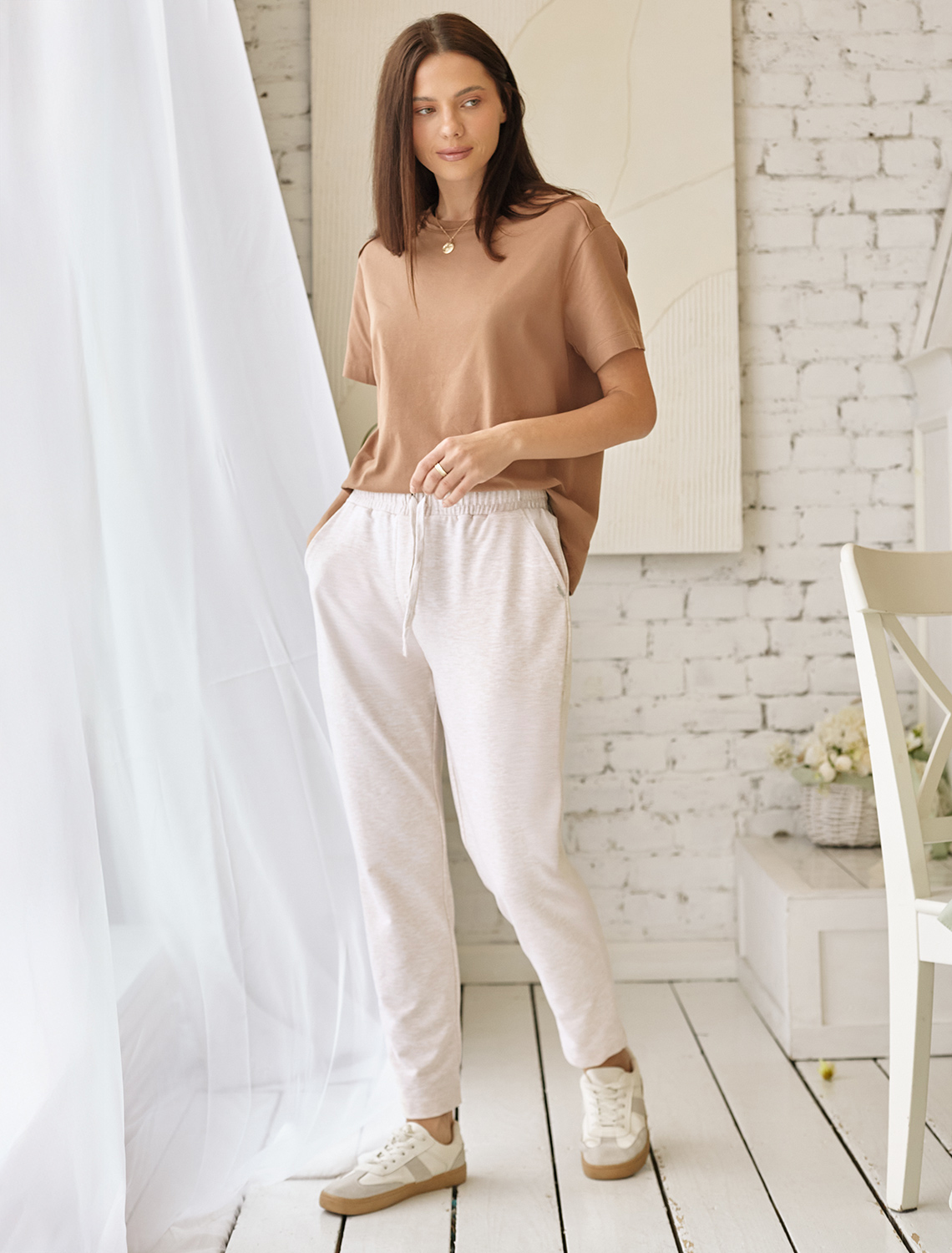 картинка Брюки женские бежевый меланж от магазина Одежда+