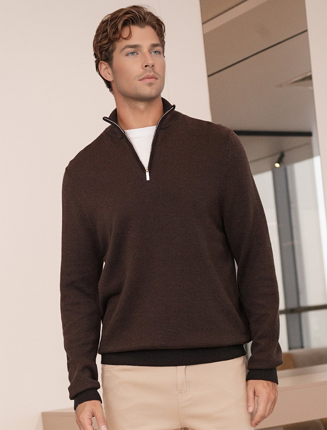 картинка Джемпер мужской черно-коричневый магазин Одежда+ являющийся официальным дистрибьютором в России 