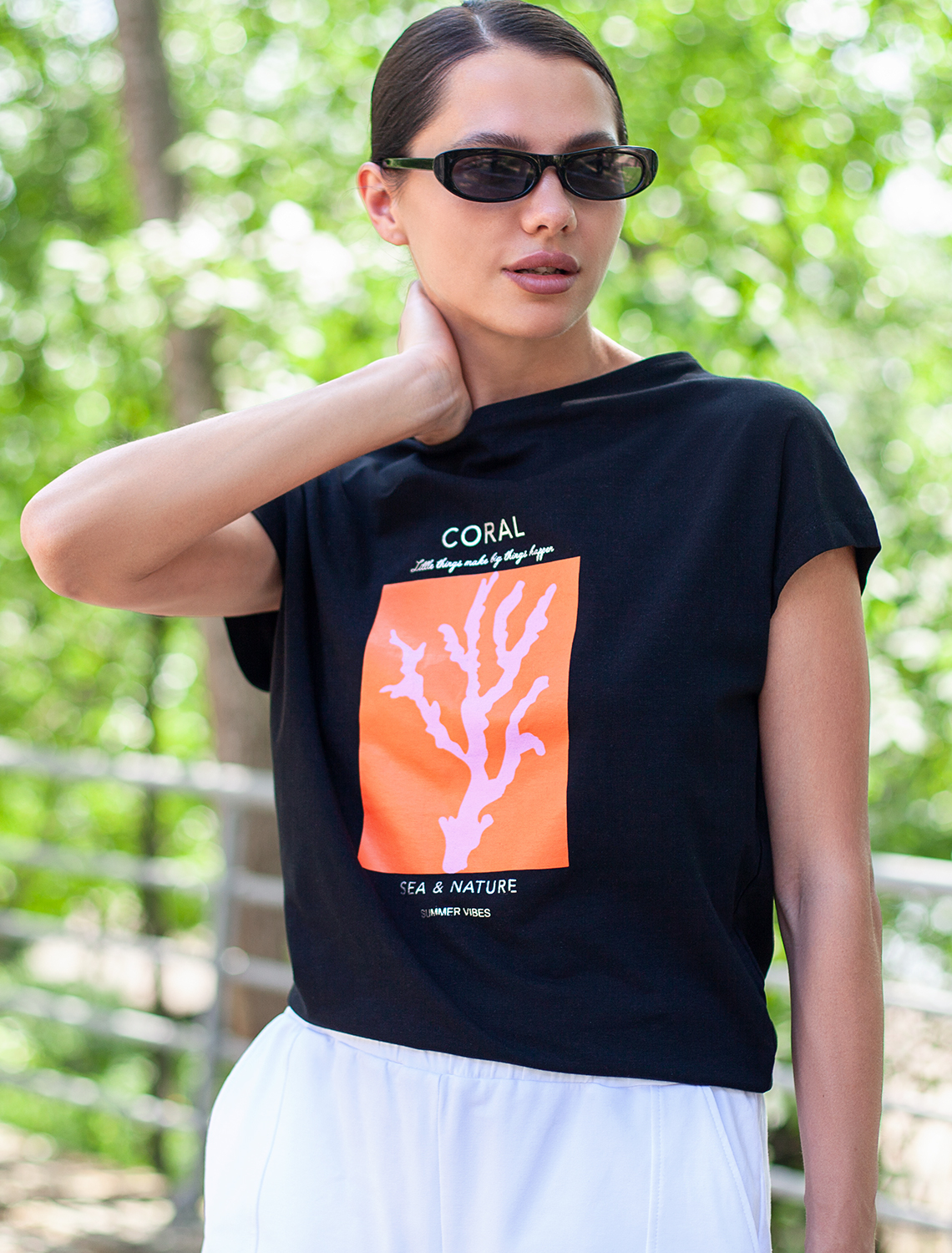 картинка Футболка женская черный_коралл от магазина Одежда+