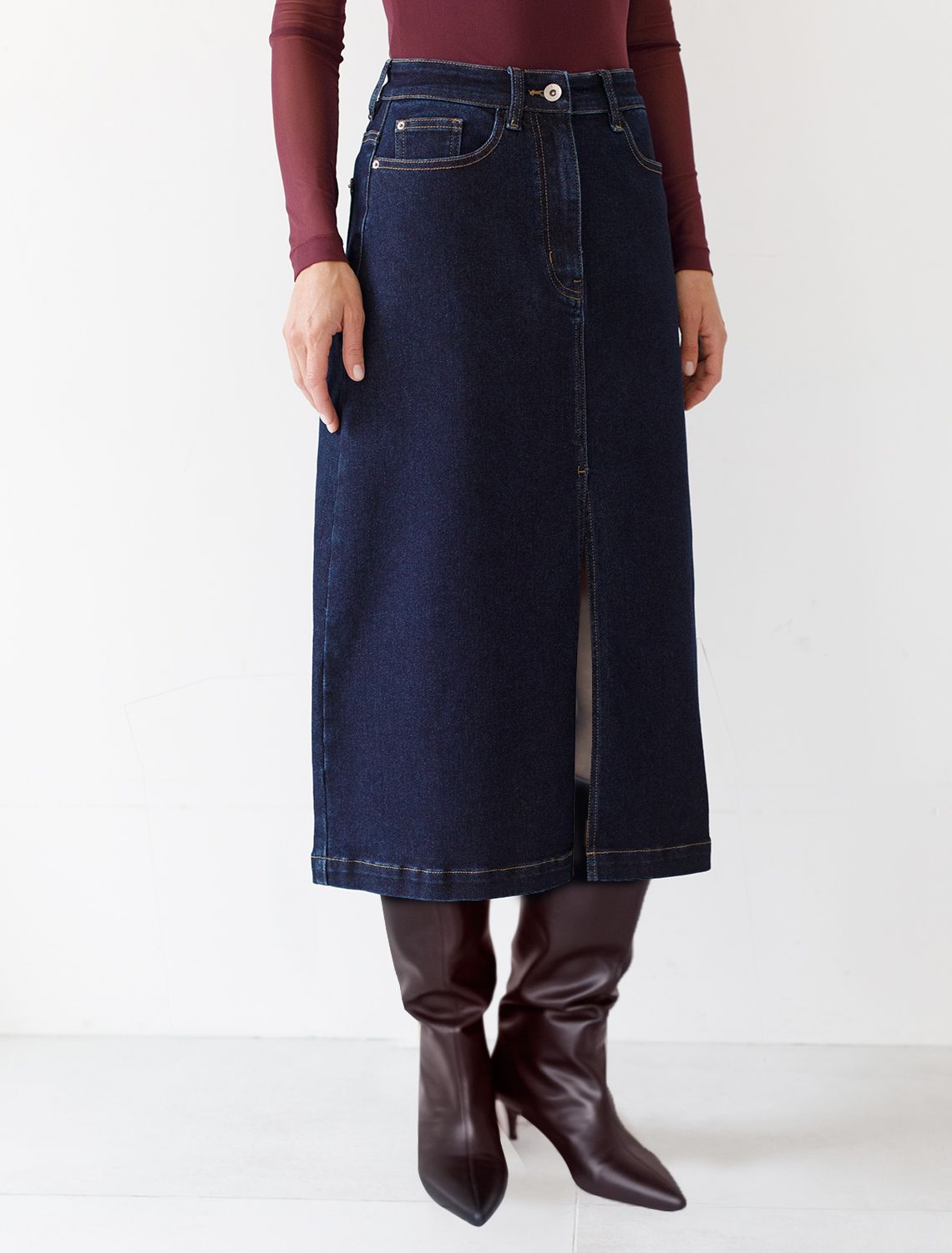 картинка Юбка женская темно-синий магазин Одежда+ являющийся официальным дистрибьютором в России 