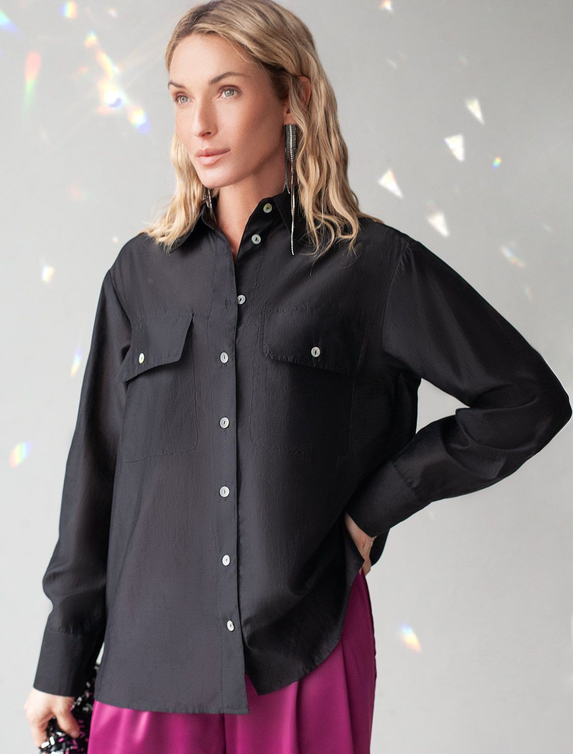 картинка Блузка женская черный магазин Одежда+ являющийся официальным дистрибьютором в России 