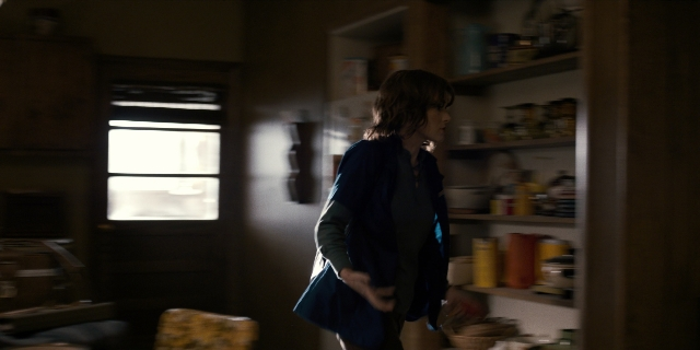 Wide shot frame from Stranger Things — book, standing, kitchen