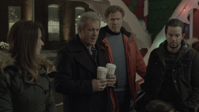 Wide shot frame from Daddy's Home 2 — standing, dialogue, coat
